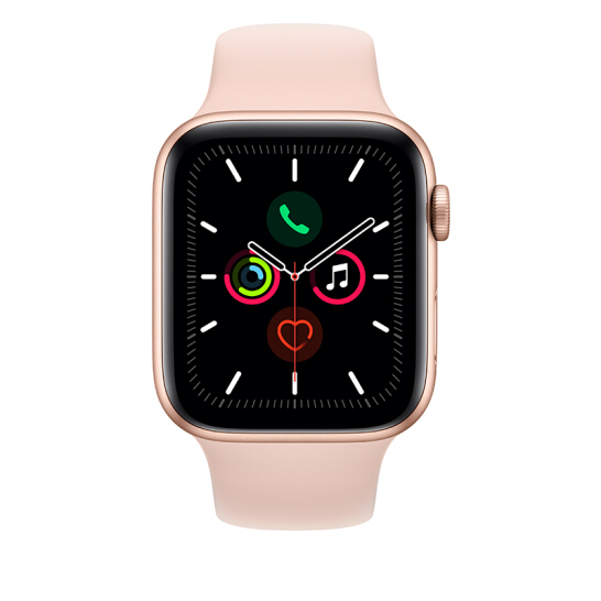 Apple Watch Series 5智能手表（GPS+蜂窝款 44毫米金色铝金属表壳 粉砂色运动型表带 MWWD2CH/A)